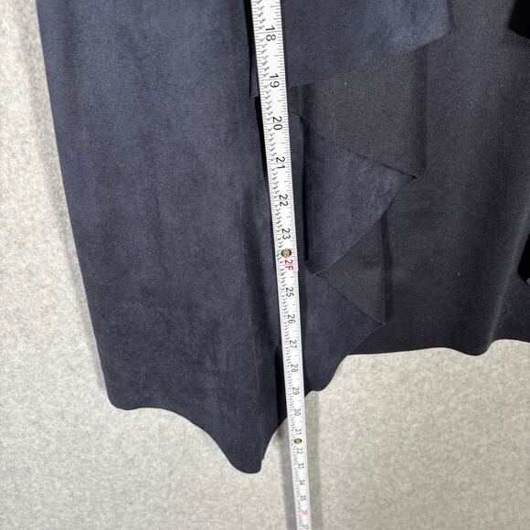 Faux‎ Suede Vest Womens Navy Open Drape Stretch Boho Western Cowgirl Cardigan - Picture 7 of 10